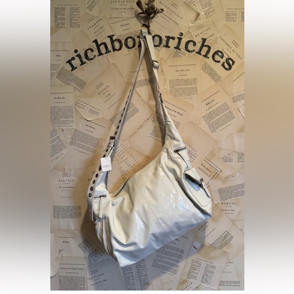 Free People Off The Record Carryall Tote Coated Shiny Canvas Adjustable Strap - Picture 6 of 8